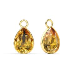 Statement Teardrop Mix Charms with Golden Topaz Crystals Gold Plated