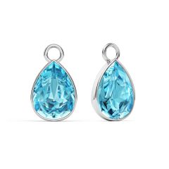 Statement Teardrop Mix Charms with Aquamarine Swarovski Crystals Rhodium Plated