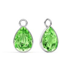 Statement Teardrop Mix Charms with Peridot Crystals Rhodium Plated