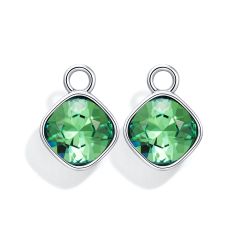 Cushion Mix Charms with Swarovski Erinite Rhodium Plated