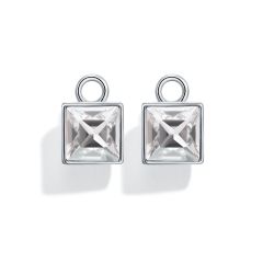 Square Mix Charms with Swarovski Crystal Silver Shade Rhodium Plated