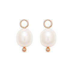 Oval Freshwater Pearl Drop Mix Charm Rose Gold plated