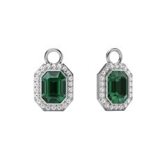 Octagon Halo Mix Charms Emerald Crystals Rhodium Plated