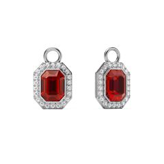 Octagon Halo Mix Charms Ruby Crystals Rhodium Plated