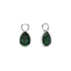 Petite Teardrop Mix Charms with Emerald Crystals Rhodium Plated