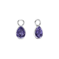 Petite Teardrop Mix Charms with Tanzanite Crystals Rhodium Plated