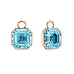 Asscher Mix Charms with Aquamarine Crystals Rose Gold Plated