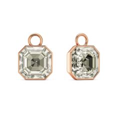 Asscher Mix Charms with Silver Shade Crystals Rose Gold Plated