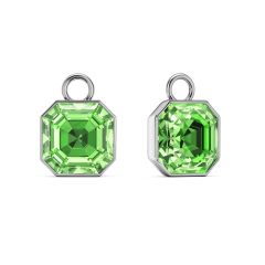 Asscher Mix Charms Peridot Crystals Rhodium Plated