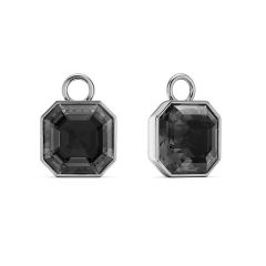 Asscher Mix Charms with Silver Night Crystals Rhodium Plated