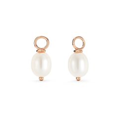 Petite Oval Freshwater Pearl Drop Mix Charm Rose Gold plated