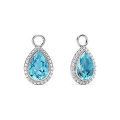 Teardrop Halo Mix Charms Aquamarine Crystals Rhodium Plated