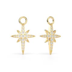 Polaris Long Star Mix Charms Clear Crystals Gold Plated