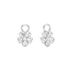 Cherry Blossom Flower Mix Charms Clear Crystals Pave Rhodium Plated