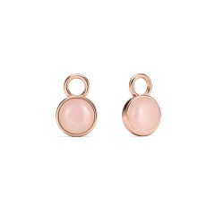 Round Petite Cabochon Rose Quartz Mix Charms Rose Gold Plated