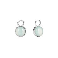 Round Petite Cabochon Amazonite Mix Charms Rhodium Plated