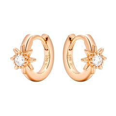 Polaris Star Mix Hoop Earrings Clear Crystals Sterling Silver Rose Gold Plated