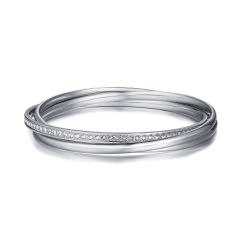 Trinity Brilliance Interlocking Bangles with Swarovski Crystals Rhodium Plated