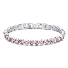 Tennis Bracelet with Swarovski Light Rose Rhodium Plated