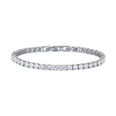 Jazz Tennis Bracelet with 4mm Cubic Zirconia Rhodium Plated Bridal