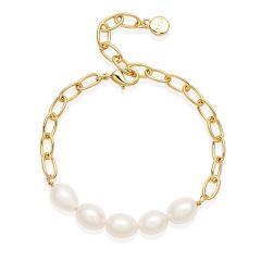 Bold Oval Freshwater Pearl Bracelet Gold plated