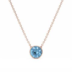 Bella Round 4 carat Necklace Light Sapphire Crystals Rose Gold Plated