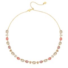 Festival Rose Necklace with Swarovski Crystals Gold Plated Bridal