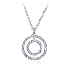 Circle Dual Pendant with Swarovski Crystals Rhodium Plated