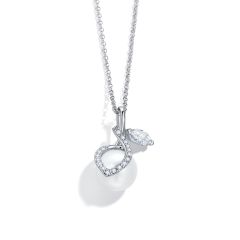 Enfold Pearl Necklace with Swarovski Crystals Rhodium Plated