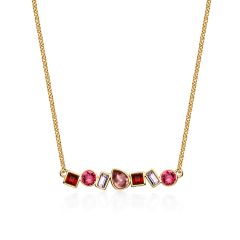 Luminous Necklace with Fuchsia Harmonic Swarovski Crystals Gold Plated