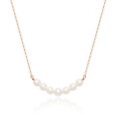 Organic Freshwater Pearl Bar Necklace Rose Gold plated