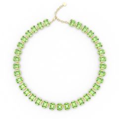 Octagon Statement Necklace Peridot Crystals Gold Plated