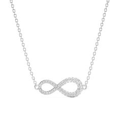 Infinity Pave Necklace Clear Crystals Rhodium Plated