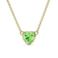 Heart Necklace Peridot Crystals Gold Plated