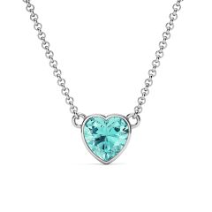 Heart Necklace Light Turquoise Crystals Rhodium Plated