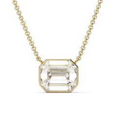 Octagon Necklace Clear Crystals Gold Plated