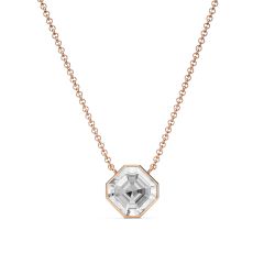 Asscher Necklace Clear Crystals Rose Gold Plated