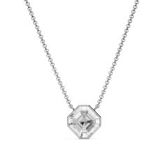 Asscher Necklace Clear Crystals Rhodium Plated