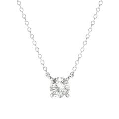 1.0 Carat DE VS+ IGI Certified Lab Grown Diamond Solitaire Pendant Clear Rhodium Plated Sterling Silver