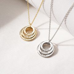 Personalised Triple Family Circles Necklace in Sterling Silver