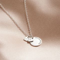 Personalised Kindred Necklace with heart tags in Sterling Silver