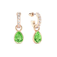 Petite Teardrop Peridot Crystals Drop Earrings Rose Gold Plated