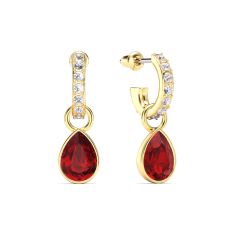 Petite Teardrop Light Siam Crystals Drop Earrings Gold Plated