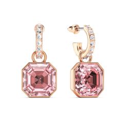 Asscher Light Rose Crystals Drop Earrings Rose Gold Plated