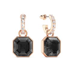 Asscher Crystal Silver Night Crystals Drop Earrings Rose Gold Plated