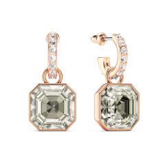 Asscher Crystal Silver Shade Crystals Drop Earrings Rose Gold Plated