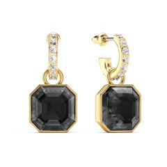 Asscher Crystal Silver Night Crystals Drop Earrings Gold Plated