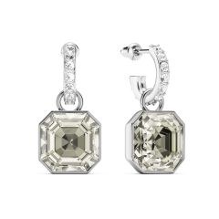 Asscher Crystal Silver Shade Crystals Drop Earrings Rhodium Plated