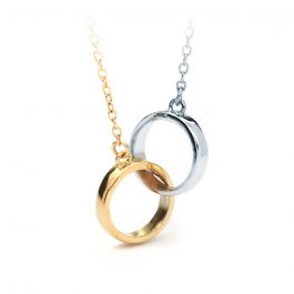 two tone interlocking circle necklace