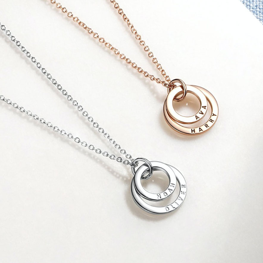 silver double circle necklace